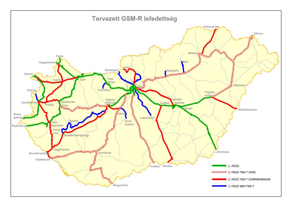 GSM-R tervezett vonalszakaszai Szerződések: