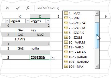 A TÁBLÁZAT ELEMEINEK AZONOSÍTÁSA A KÉPLETBEN Mivel az adatbázis-táblázat egy változó területű adattartomány, ezért célszerű objektumaira, a szokásos oszlop-sor azonosítás helyett, névvel hivatkoznunk