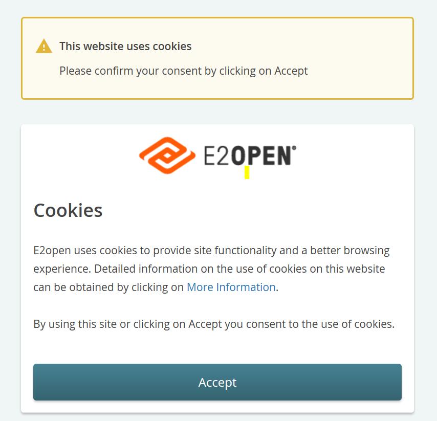 A sütik (cookie-k) használatának jóváhagyása Az E2Open portál megnyitásával Ön elfogadja a sütik