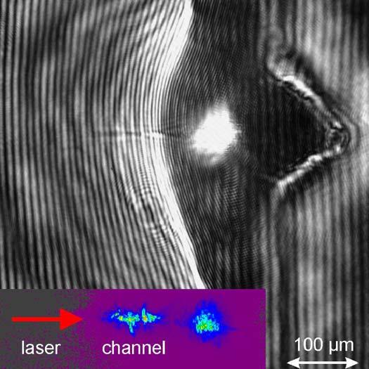 A titán-zafír lézerrendszerrel végzett kísérletekhez használt kísérleti elrendezés 95 6.3. ábra. A plazmacsatornáról készített interferogram felvétel.