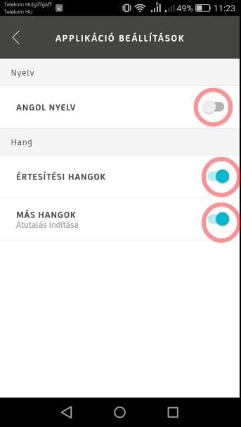 10. A felső sávban az app nyelvét állíthatja