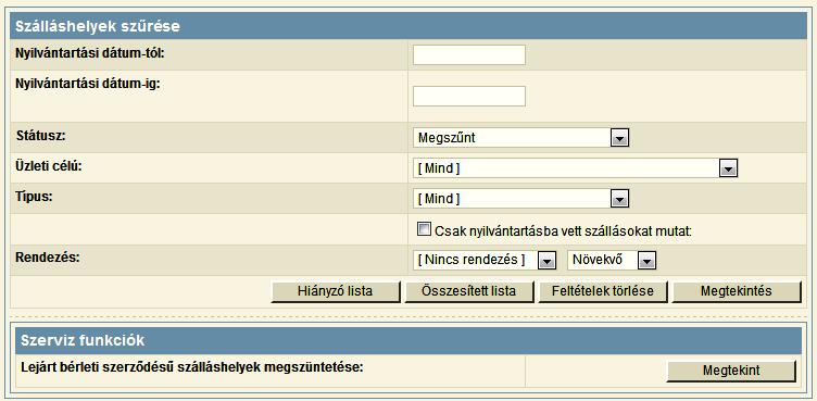 86. kép A listák készítésénél a nyilvántartásba vételi dátum [tól] [ig] mezőinek segítségével a kigyűjtések zárt (félig zárt) időintervallumokhoz köthetőek.