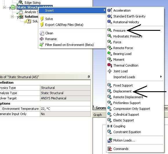 12 Végeselem-módszer 6.3.4. Peremfeltételek beállítása A peremfeltételeket a Static Structural ágra jobb egérgombbal kattintva az Insert sorban találjuk (6.19. ábra). 6.19 ábra: Peremfeltételek Esetünkben két típusú peremfeltételt kell beállítanunk.