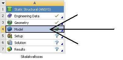 ábra) elindul a szilárdságtani végeselem modul (Mechanical). Előtte győződjünk meg, hogy a Geometry menüre kattintva a Properties of Schematic ablakban 2D-re állítottuk a modellezést (6.4.b ábra). 6.