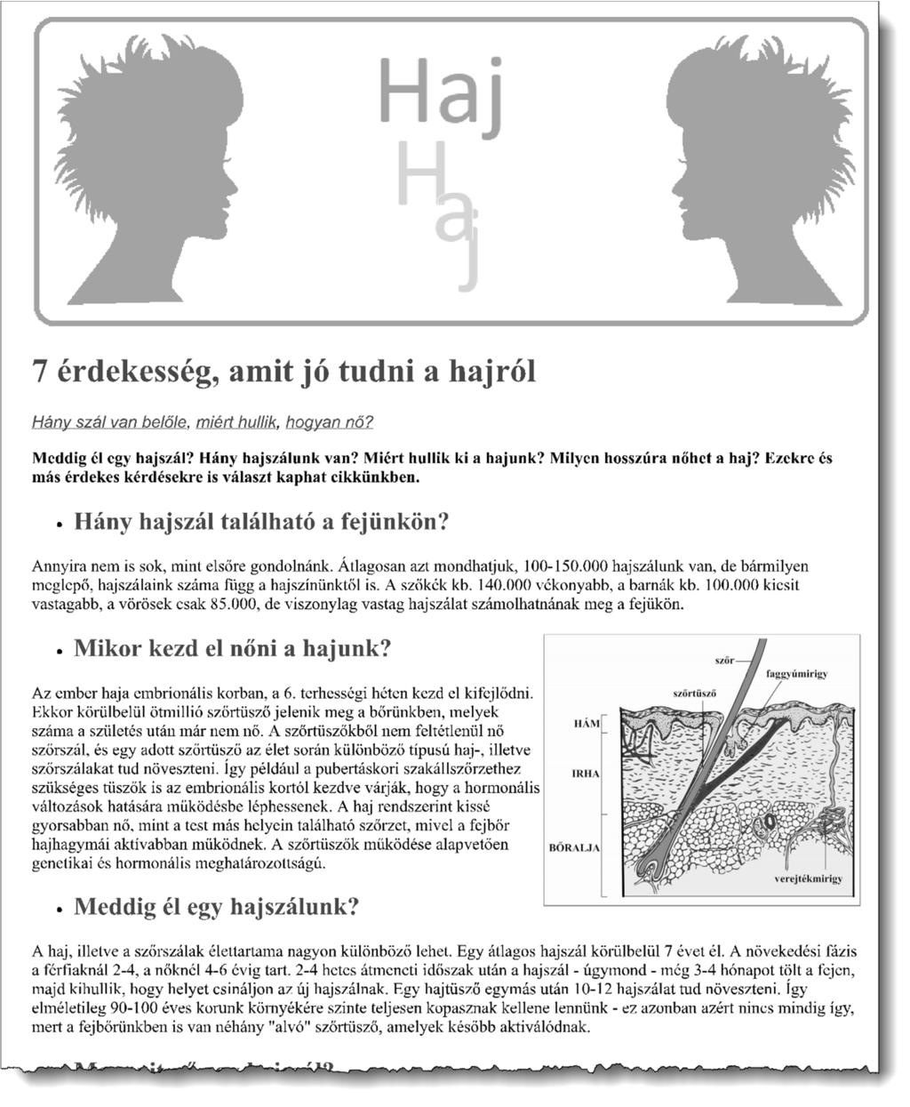 11. A cím utáni első bekezdés vesszővel elválasztott részeire készítsen linkeket, amelyek az oldalon belüli három alcímre mutassanak!