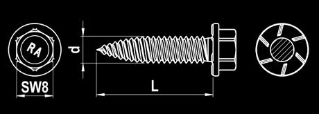 alapszerkezeten történő rögzítésére Csavar vékony lemezhez záró fogazattal A2-es nemesacél/bimetál RP-T2-X-6,0 x L
