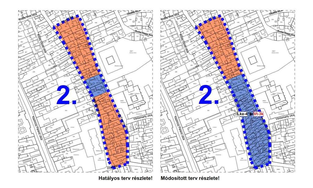 2. Módosításra kijelölt területek Rendezés célja és oka Sátoraljaújhely város belterületén a Jókai és a Deák utcák közötti telektömb.