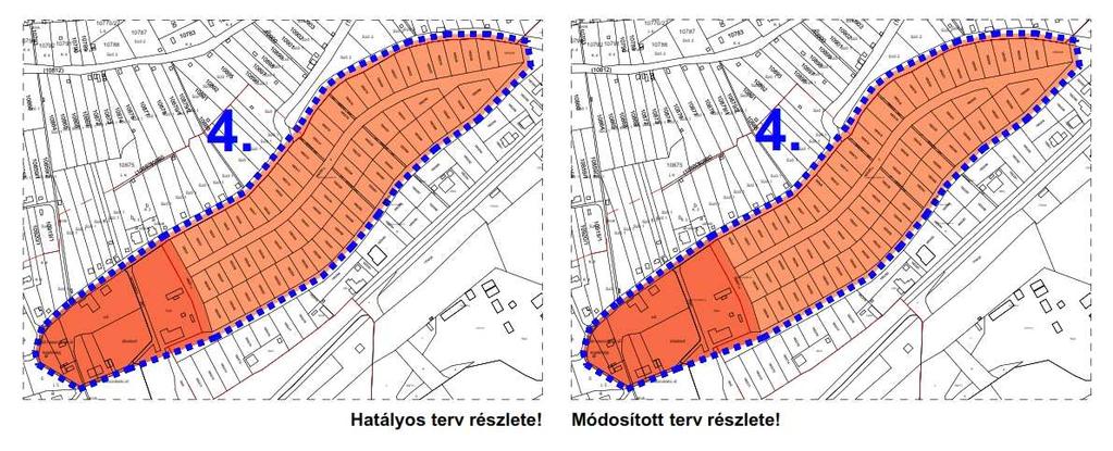 4. Módosításra kijelölt területek Rendezés célja és oka A Pataki és az Oremus utcák közötti lakótömbök.