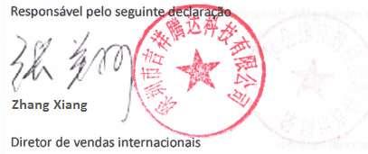 Declaração de Conformidade (N.ºTWK18U9), Registada na Tower E3, No. 1001, Zhongshanyuan Road, Nanshan District, Shenzhen, China.
