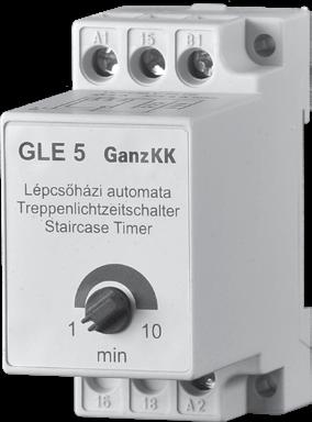 GLE 5 LÉPCSŐHÁZI AUTOMATA A készülék az egyes emeleteken lévő BE nyomógombok működtetésekor a világítási hálózatot bekapcsolja, majd a beállított késleltetési idő leteltével azt automatikusan