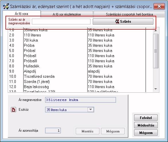 Az Alapadatok/Árak menüpontban a 2. Háztartásonkénti számlázási módszernél az egységárat 4 tizedesjegy pontossággal meg lehet adni.