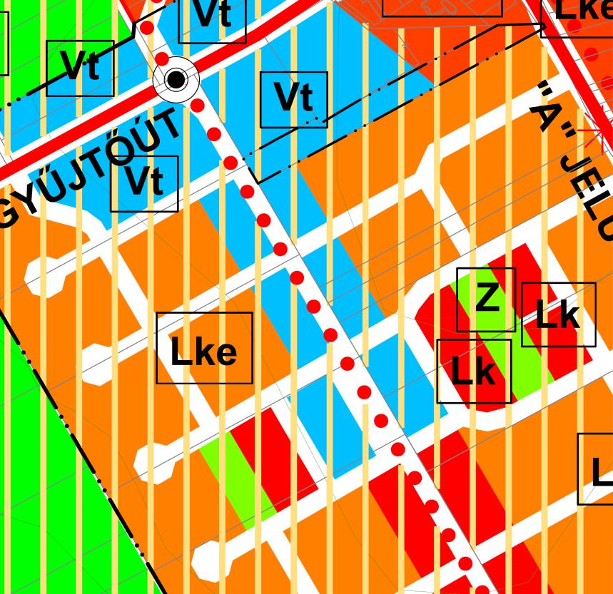 - A fent leírtak alapján a hatályos Településszerkezeti tervlap terv figyelembe véve a kialakult telekhatárokat - az alábbiak szerint
