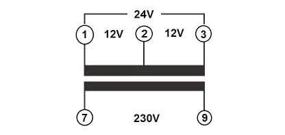 w Sorbaépíthető csengőtranszformátor w BZ326578-A méretek w BZ326578-A bekötési rajz 384 230VAC