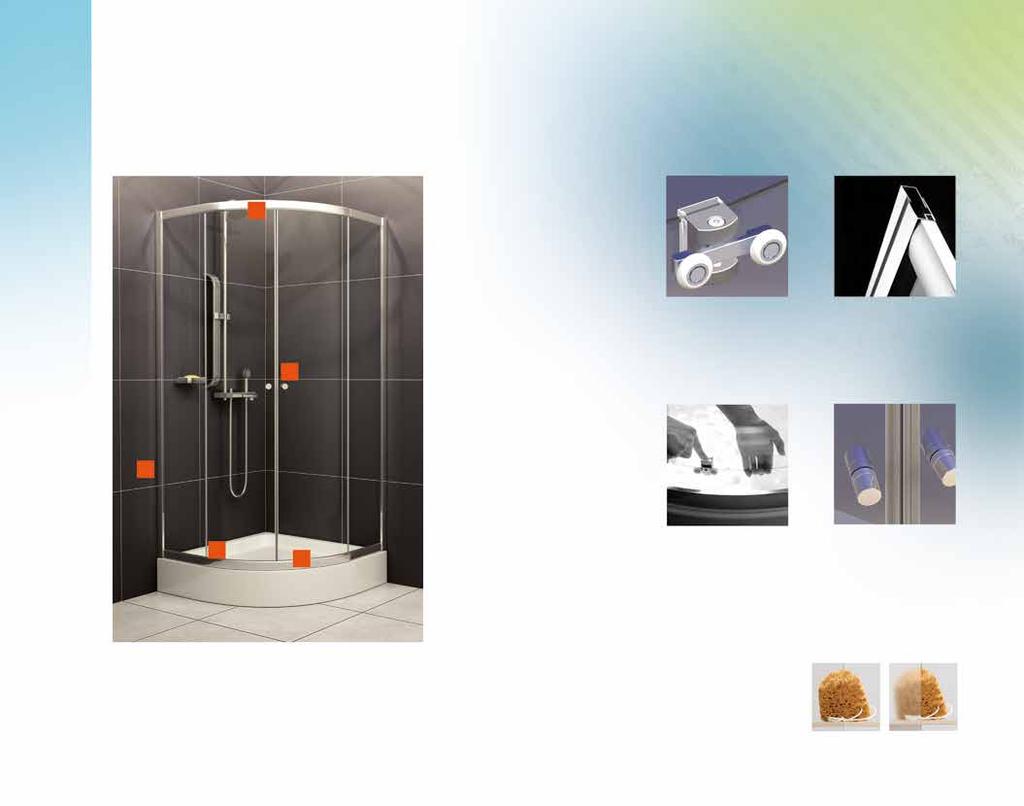 80x80 cm-es íves zuhanykabinok 90x90 cm-es íves zuhanykabinok Ár: 92.200,- Ft Ár: 93.500,- Ft Projecta 1. 1850 1. Alul-felül dupla csapágyas görgők biztosítják az ajtók hangtalan és precíz mozgását.