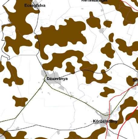 10. térkép: Dévaványa érintettsége Békés Megyei Területrendezési Terv szerint (tájrehabilitáció, tájképvédelem) 6/4. Térségi komplex tájrehabiltációt érintő terület övezete 6/5.