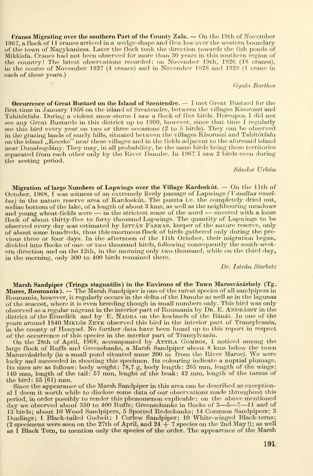 Cranes Migrating over the southern Part of the County Zala. On the 19th of No\ ember 1!