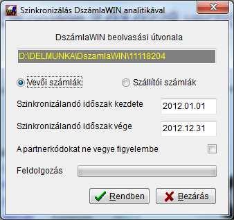 11.6.10 Kiegyenlítés szinkron DszámlaWIN-nel Abban az esetben, ha a bankot nem a DszámlaWIN programban rögzítik, de az adatok átadása az iktatórendszer felé abból történik (pl.