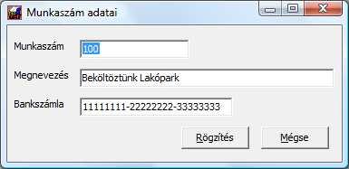 4.6 Munkaszám törzs kezelése Ez a funkció egy külön megvásárolható modul része, az alaprendszer nem tartalmazza! A program a könyvelést több kimutatásban tudja szűkíteni munkaszámok szerint.