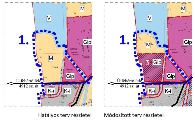 2. Beavatkozási pont ismertetése (A módosított tervi részek minden esetben előzetes tervezetek, azok tájékoztató jellegűek!) Külterületen, a 4912 sz.