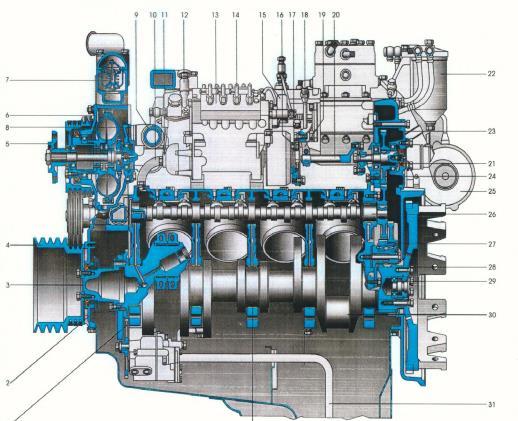 A motor működése a következő: 1. ütem: A dugattyú az alsó holtpontból a felső holtpontba mozog.