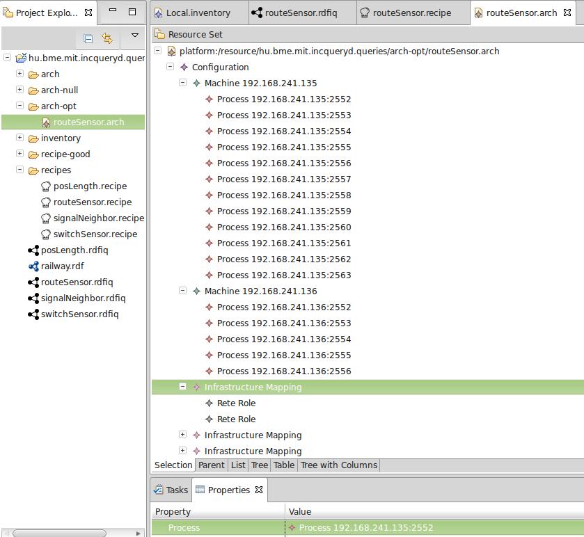 Figure 5.15. Optimized Architecture Model for the RouteSensor Query. Installing the IncQuery-D System The first step is to install the IncQuery-D system to the computers which will run the query.