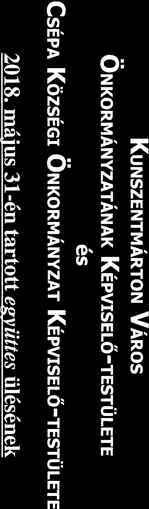 május 31-ej együttes ülése napirendjénekjóváhagyásáról 349/2018.(V.31.) Csépa Községi Önkormányzat Képviselő-testületi határozat a Kunszentmártoni Közös Önkormányzati Hivatal 2017.