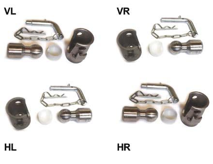 Kipplager 43 mm Komplett-Set Komplett-Set 43mm Kipplager mit Kipperkugel & Sicherungsbolzen (VL, VR, HL, HR) für Dreiseitenkipper bis 3,5t Gesamtgewicht 4x (2x2) Kipplager/Kugelkipplager 43mm (Stahl)