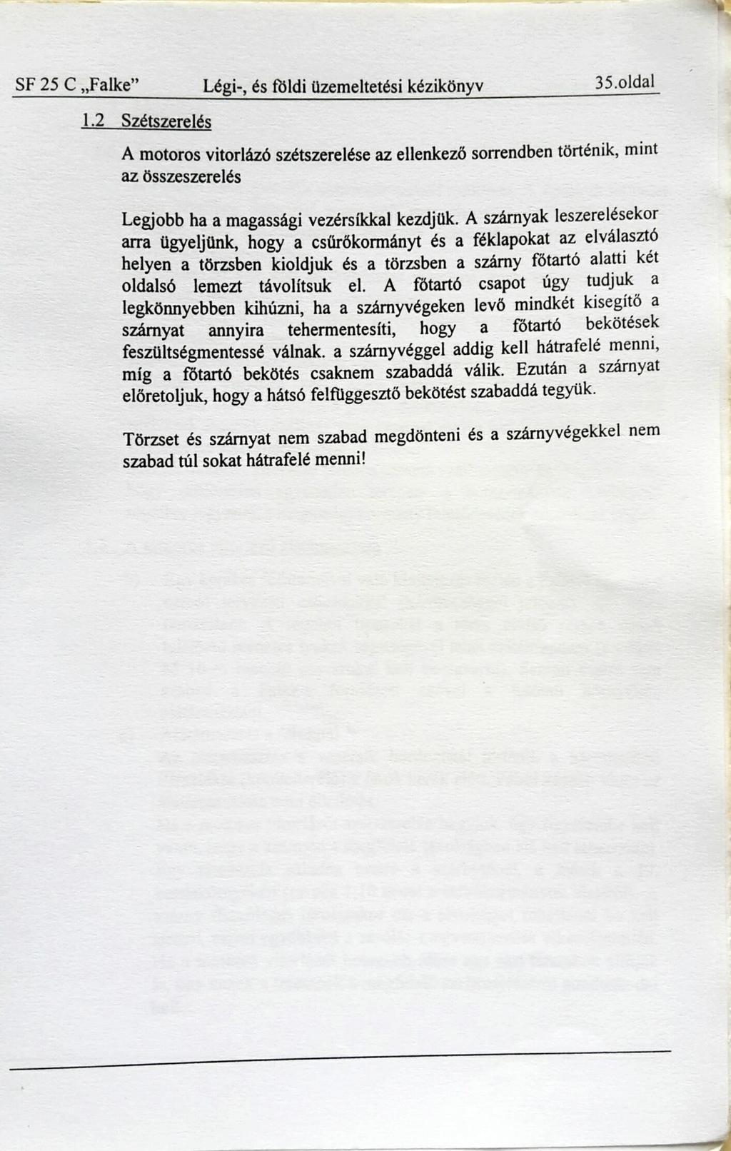 SF 25 C Falke Légi-, és földi üzemeltetési kézikönyv 35.01dal I.