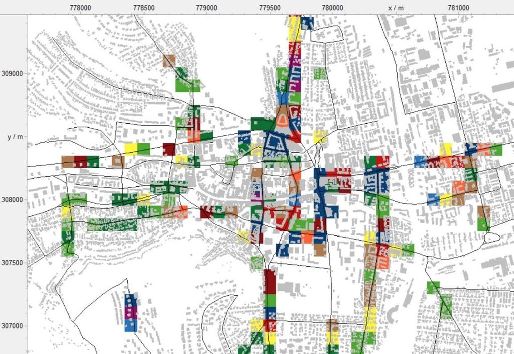 10. ábra Miskolc Belváros Érintettségi (ÉM) térképe A valódi konfliktushelyzeteket bemutató érintettségi mutató segít abban, hogy melyek azok a területek, ahova az intézkedési terv összeállítása