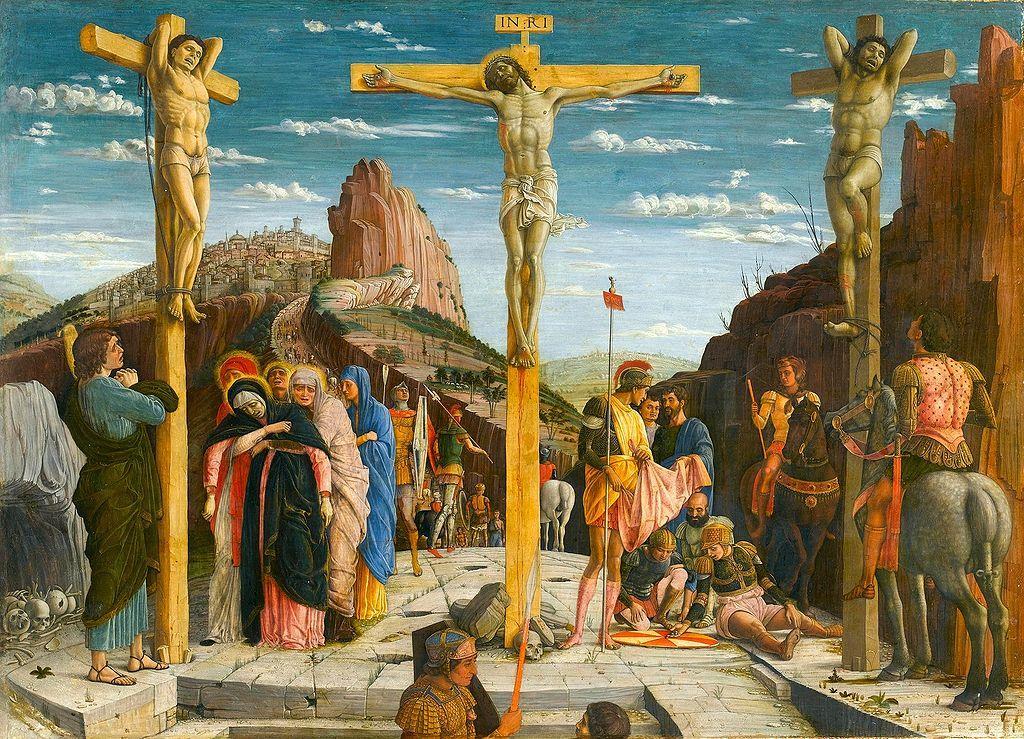 A levegőperspektíva érzete is fokozható egy szemmel való nézéssel, ennek szép példái Andrea Mantegna Keresztrefeszítés (31. kép), vagy Karel van Mander Scipio kegyelme c. képe (32. kép). 31. kép 32.