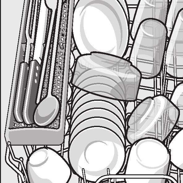 Retirar la cristalería y los cubiertos lo más pronto posible del lavavajillas una vez concluido el programa de lavado, a fin de evitar daños en los mismos. Colocación de la vajilla 1.