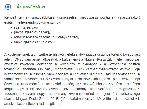 7 Egyéb Amennyiben az első hat küldeményjelleg nem fedi le adott küldemény jellemzőit, lehetőség nyílik szabad szöveges mezőben Egyéb kategória megadására (28. kép). 28. kép 5.