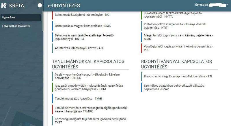 Ezt kiválasztva a felület átírányításra kerül az e-ügyintézés felületére és a bejelentkeztetés is automatikusan megtörténik.