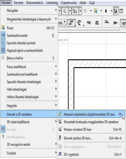 Látszólag az történt, amit szerettünk volna, de valójában a referenciavonal nem a fal (mindenkori) tengelyébe került, hanem a fal szélétől 15 cm-re, ugyanakkor megmaradt a fal helyzete a