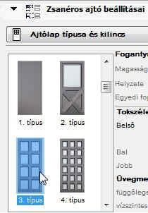 annak a méreteit és még sok mást is, az adott ajtó-ablak elem készítői által előzetesen elkészített paraméterválasztéknak megfelelően.
