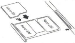 SIM kártyák behelyezése és USB kábel csatlakoztatása SIM kártyák behelyezése 1. Kapcsolja ki a készüléket és tartsa kijelzővel felfelé. 2.