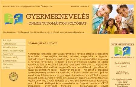 DOI: 10.21030/anyp.2019.2.7 Pachné Heltai Borbála A Gyermeknevelés folyóirat Az alábbi írás a Gyermeknevelés című folyóiratot mutatja be.