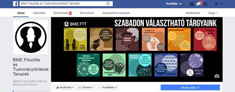 Közérdekű A Filozófia és Tudománytörténet Tanszék Facebook oldala: