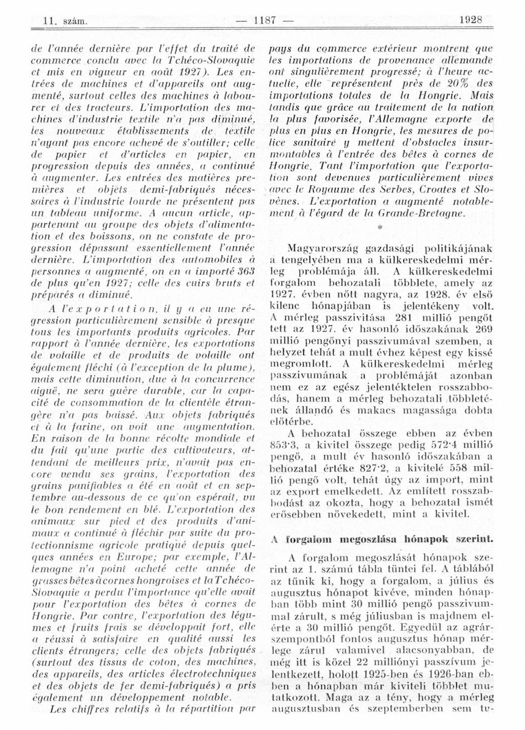 de Vannée dernière par l'effet du traité de commerce conclu avec la Tchécoslovauie et mis en vigueur en août 1927).