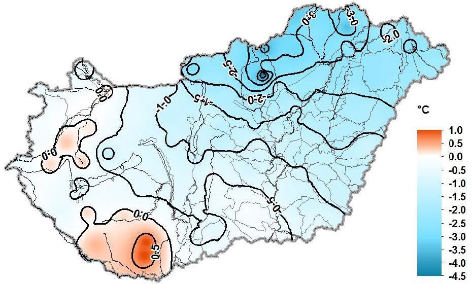 LÉGHŐMÉRSÉKLET TÉRKÉPEK 216. január 25. ábra: A 216.