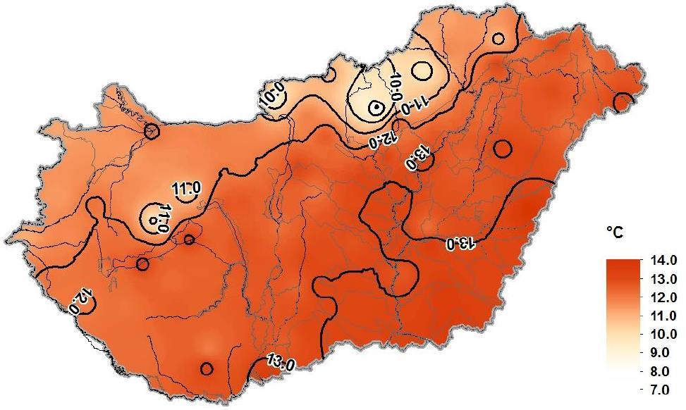 LÉGHŐMÉRSÉKLET TÉRKÉPEK 216. április 31. ábra: A 216.