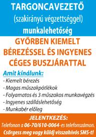 Jó fizetés, béren kívüli juttatás. Jelentkezni, fényképes önéletrajzzal: cigibolt001@gmail.com e-mail címen.