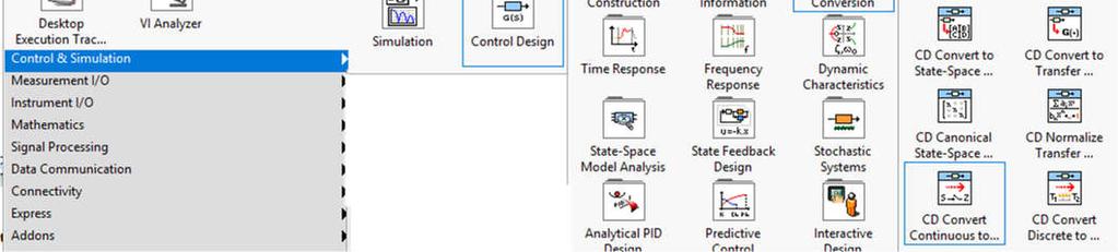 Functions palettáról a Control & Simulation >> Control Design >>