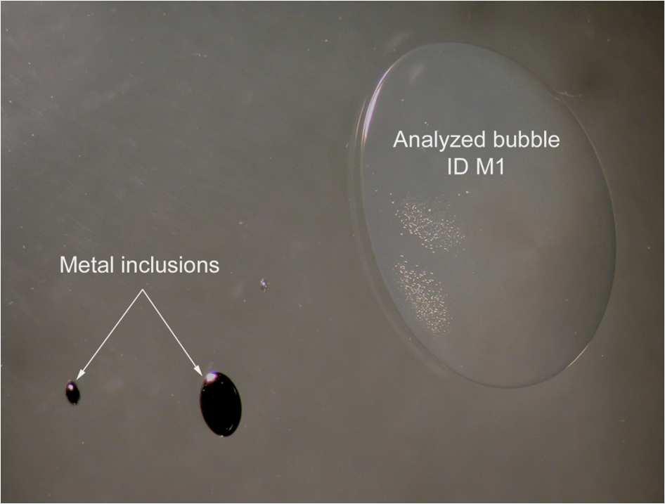 Kémiai reakciókból származó buborékok Fémszennyezés Sample