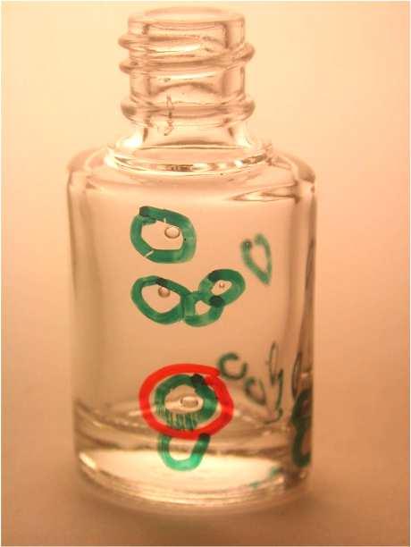 Elektrokémiai reakcióból származó buborékok Csomagoló üveg a buborékok egy sorban, vagy egyesével jelennek meg általában nagyméretű buborék az oxigén tartalom általában több mint 90 % csökkentett