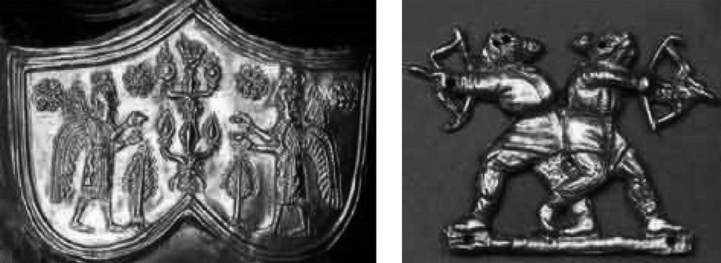 A nartok aranyalmafája 111 tekkel a mitológiai szereplő a rendszerint Halottak országába hatol be, kísérőként pedig a ló vagy a kutya szolgál.