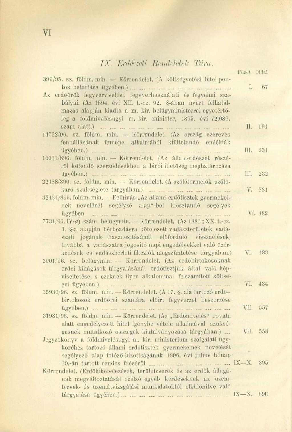 IX. Erdészeti Rendeletek Tara. Füaet Oldal 31)9/05. sz. földm, min. Körrendelet, (A költségvetési hitel pontos betartása ügyében.).. I.