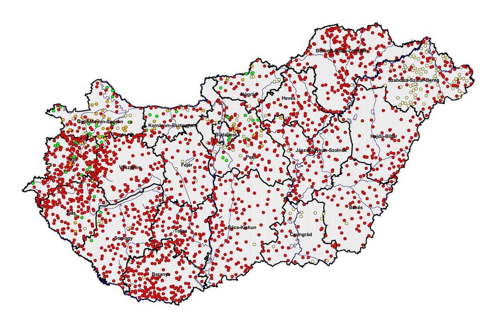 Rekultiválandó hulladéklerakók Magyarországon a 2002-es Landfill felmérés szerint FELMÉRT LERAKÓK 4 FŐ KOCKÁZATI TÉNYEZŐ SZERINT 2667