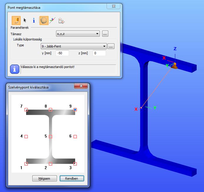 A lokális külpontosság a szelvény geometriáján két módon adható meg.