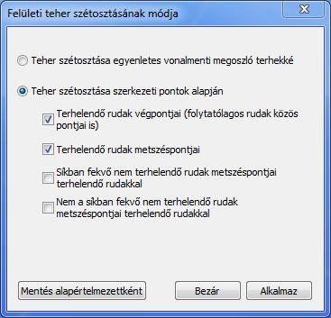 a kiválasztott elemek metszéspontjaiban a vonalmenti terhek végein a teherintenzitás megegyezőek A teherátadó felület működés módja a következő: Első lépésként létre kell hozni a teherátadó